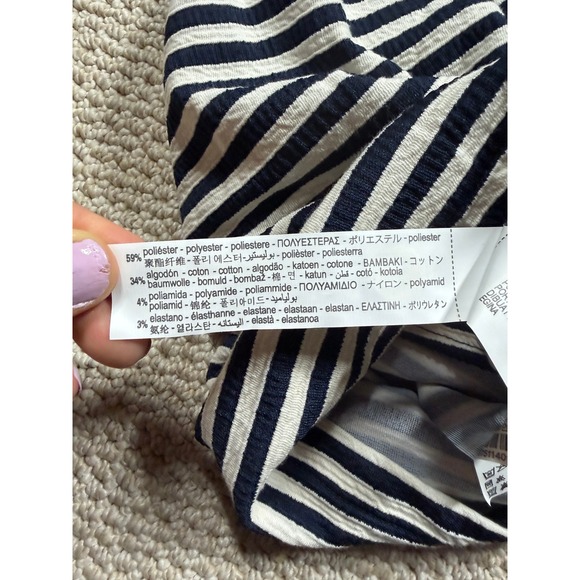 Zara Baby Dress‎ Girls Size 3-4 Navy Stripes A-Line Casual Stretch Short Sleeve - Picture 5 of 5
